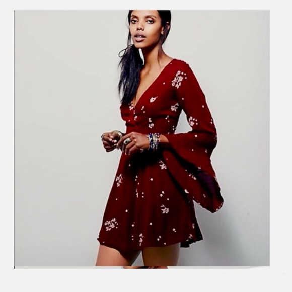 Free People Jasmine Embroidered Long Sleeve Mini Dress Size 2 - Picture 2 of 12